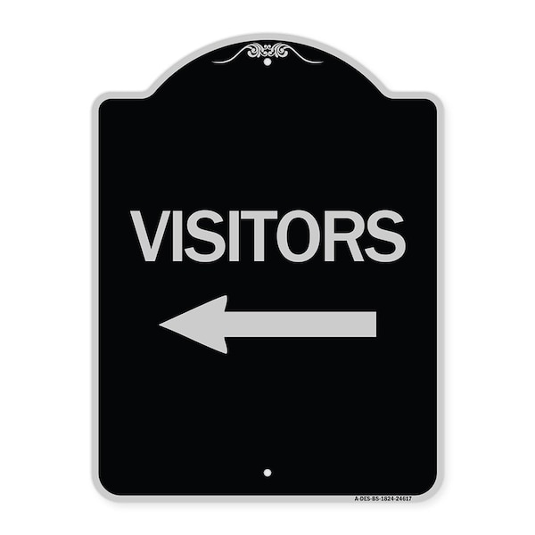 Visitors with Left Arrow Heavy-Gauge Aluminum Architectural Sign, 24" x 18", BS-1824-24617